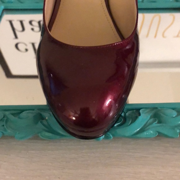 Joan and David Ruby Red Patent Platform Singbacks - Picture 4 of 8